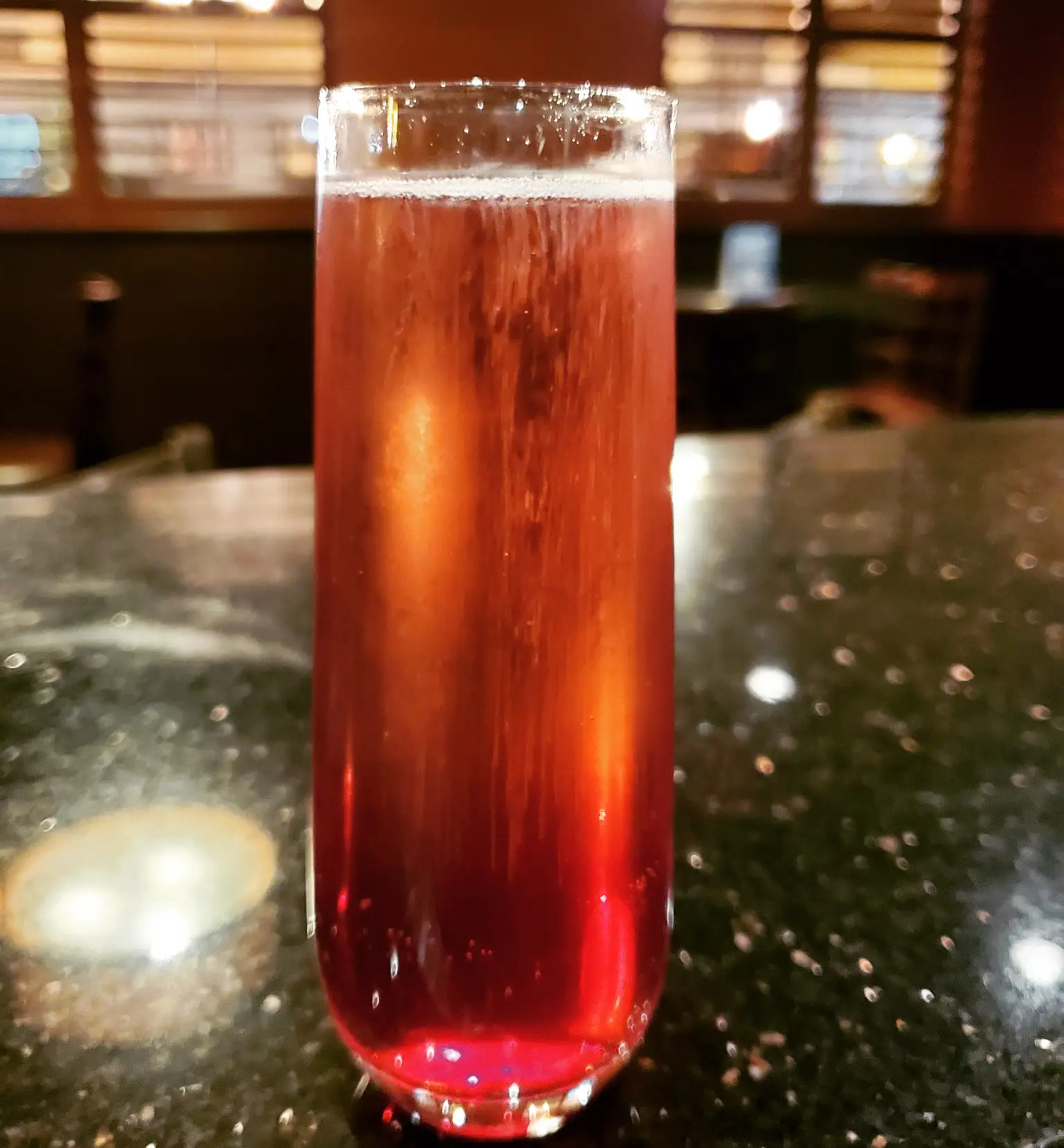 Cranbellini-Cranbellini-cranberry juice, prosecco, Disaronno cherry almond liquor and a cherry-fall flavor with a twist!
