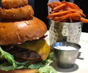 BBQ Bacon burger and sweet potato fries